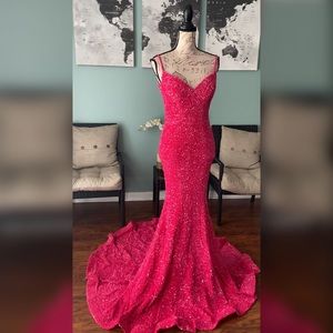 NWT Hot pink mermaid prom dress tight fitted